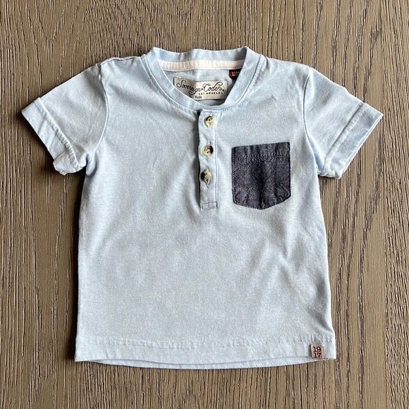 SOVEREIGN CODE KIDS POLO BABY BLUE BUTTON TEE SHIRT - Picture 1 of 3